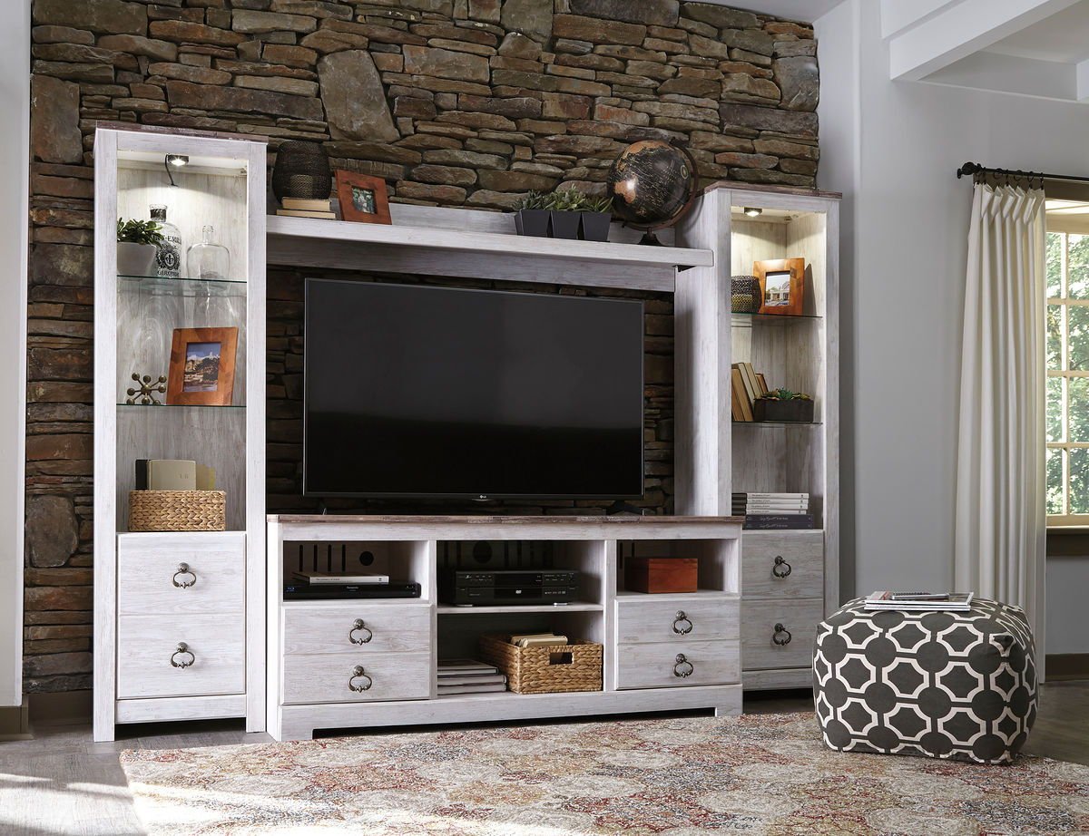 Willowton - Entertainment Center With Fireplace Option - Hornell Furniture Outlet