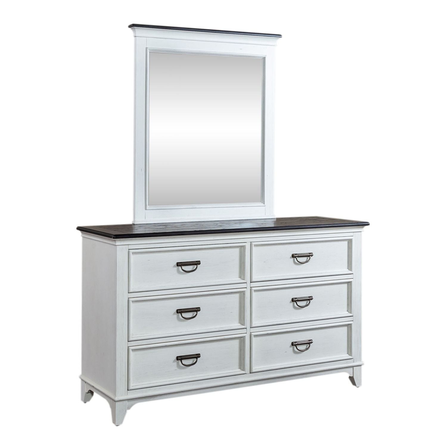 Allyson Park - Dresser & Mirror (6 Drawer Dresser) - White - Hornell Furniture Outlet
