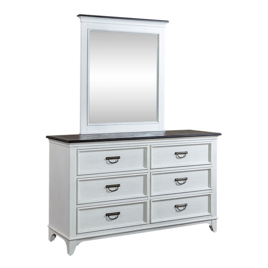 Allyson Park - Dresser & Mirror (6 Drawer Dresser) - White - Hornell Furniture Outlet