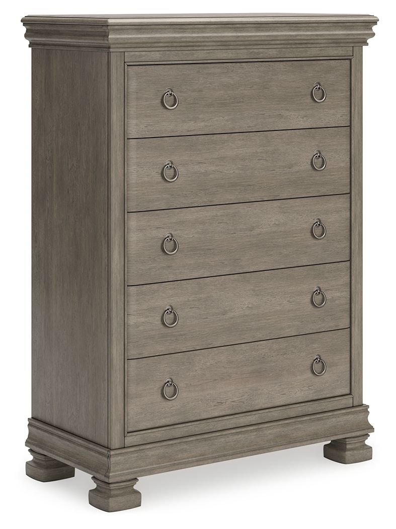 Lexorne - Gray - Five Drawer Chest - Hornell Furniture Outlet