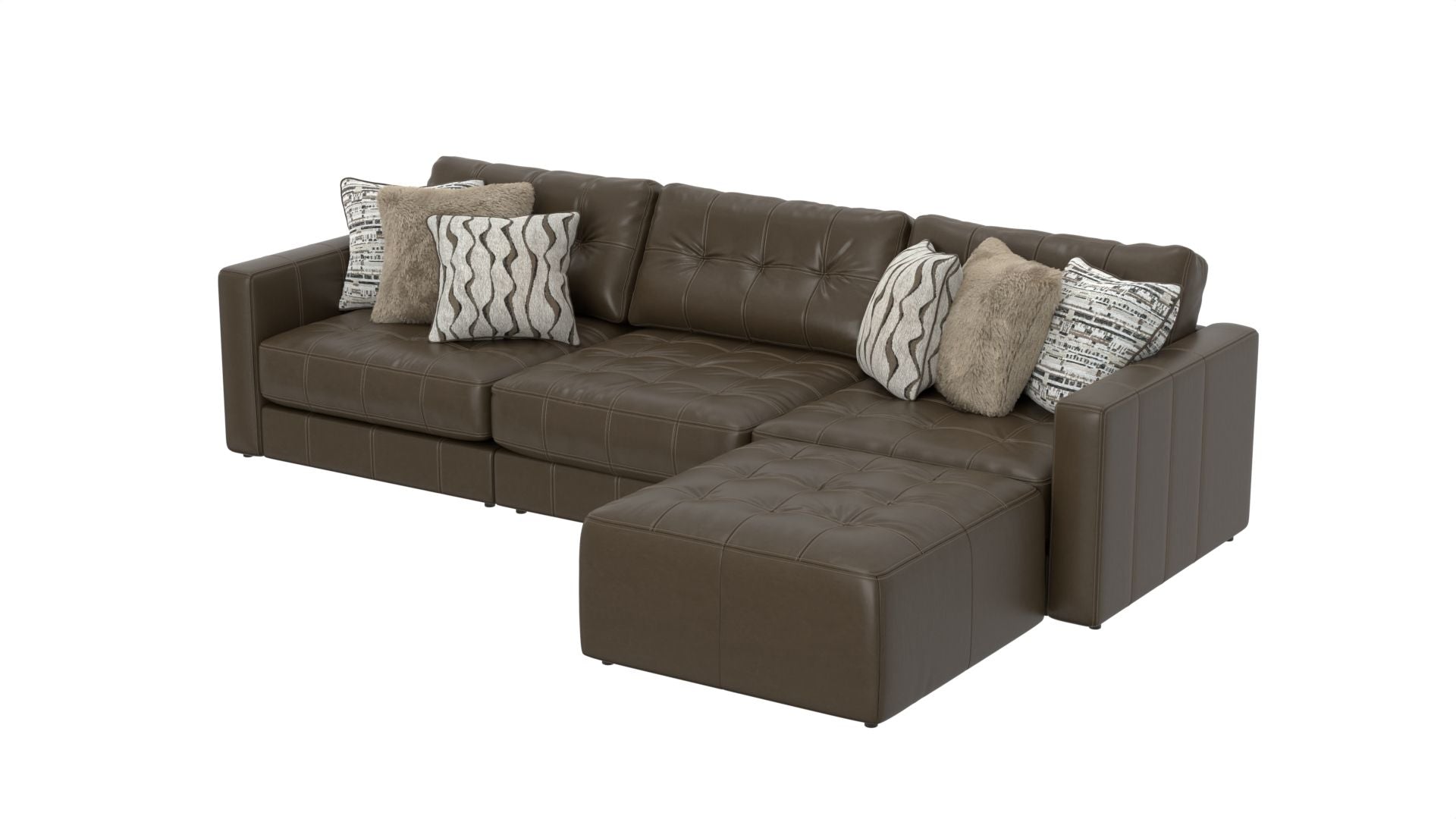 Siena - 4 Piece Modular Sectional With Cuddler Seat Cushions And Included Accent Pillows - Chocolate - Hornell Furniture Outlet