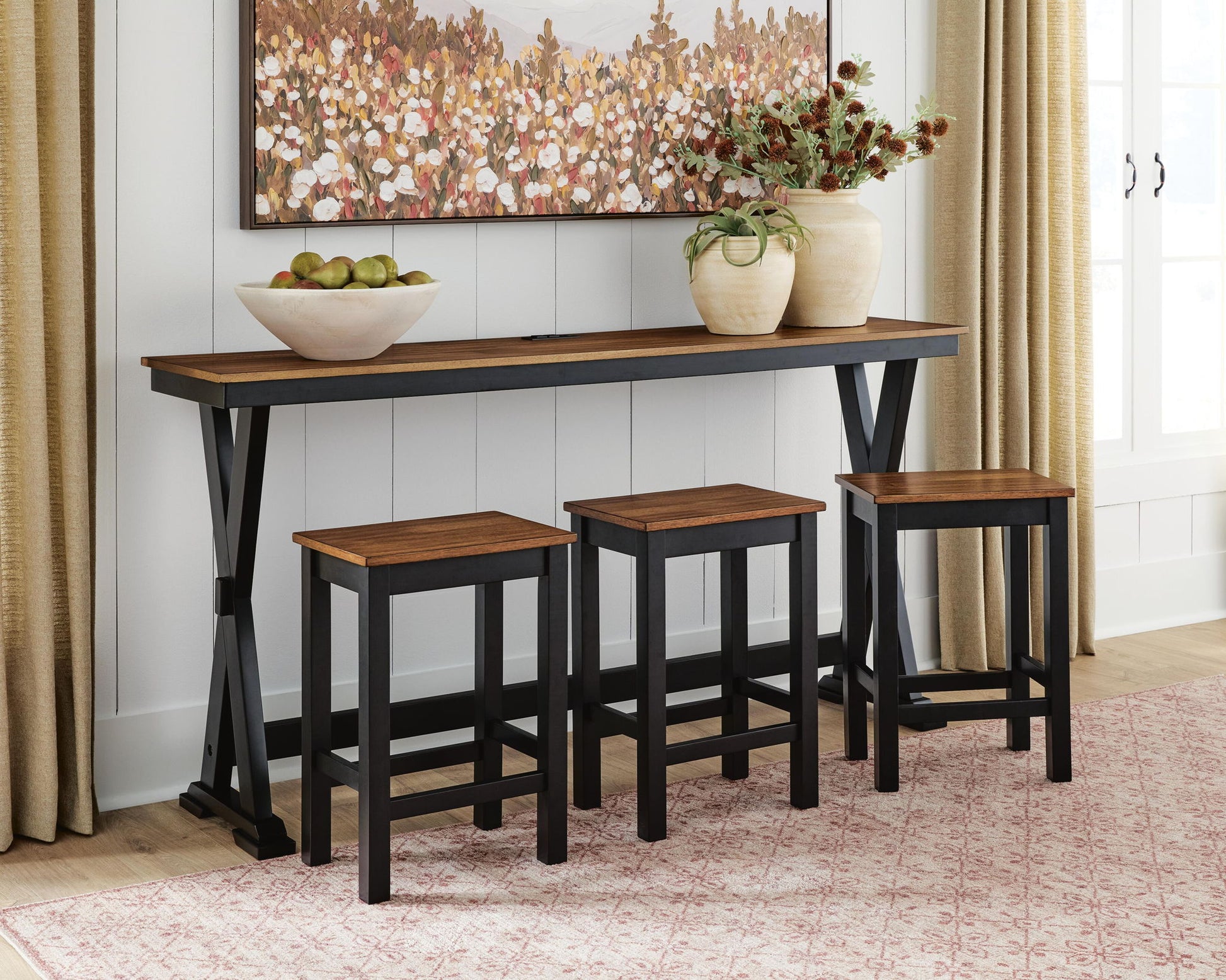 Wildenauer - Rectangular Dining Room Counter Table Set (Set of 4) - Brown / Black - Hornell Furniture Outlet