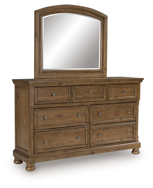 Feddinger - Medium Brown - Dresser And Mirror - Hornell Furniture Outlet