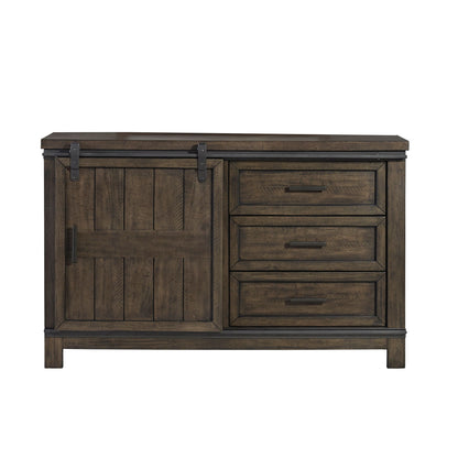 Thornwood Hills - Barn Door Dresser - Dark Brown - Hornell Furniture Outlet
