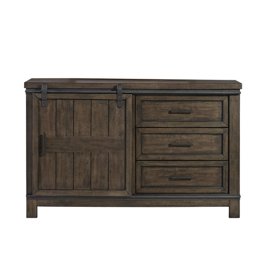 Thornwood Hills - Barn Door Dresser - Dark Brown - Hornell Furniture Outlet
