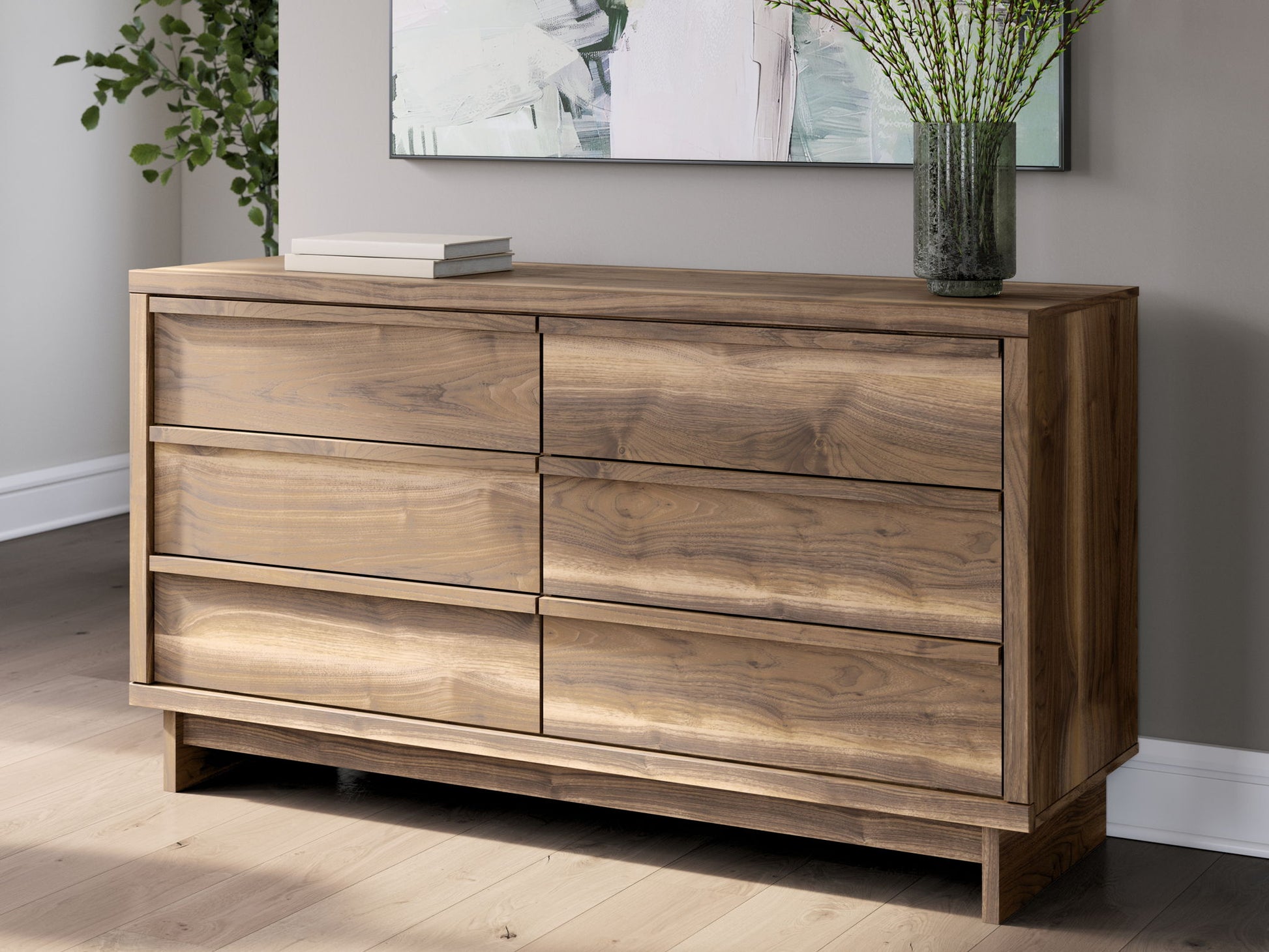 Chirason - Brown - Six Drawer Dresser - Hornell Furniture Outlet
