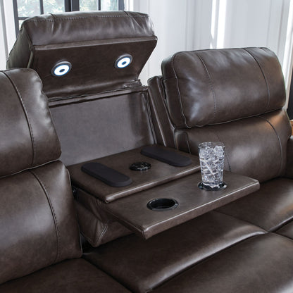 Crossplex - Smoke - Power Recline Sofa With Adjustable Headrest - Hornell Furniture Outlet