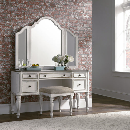 Magnolia Manor - 3 Piece Vanity Set - White - Hornell Furniture Outlet