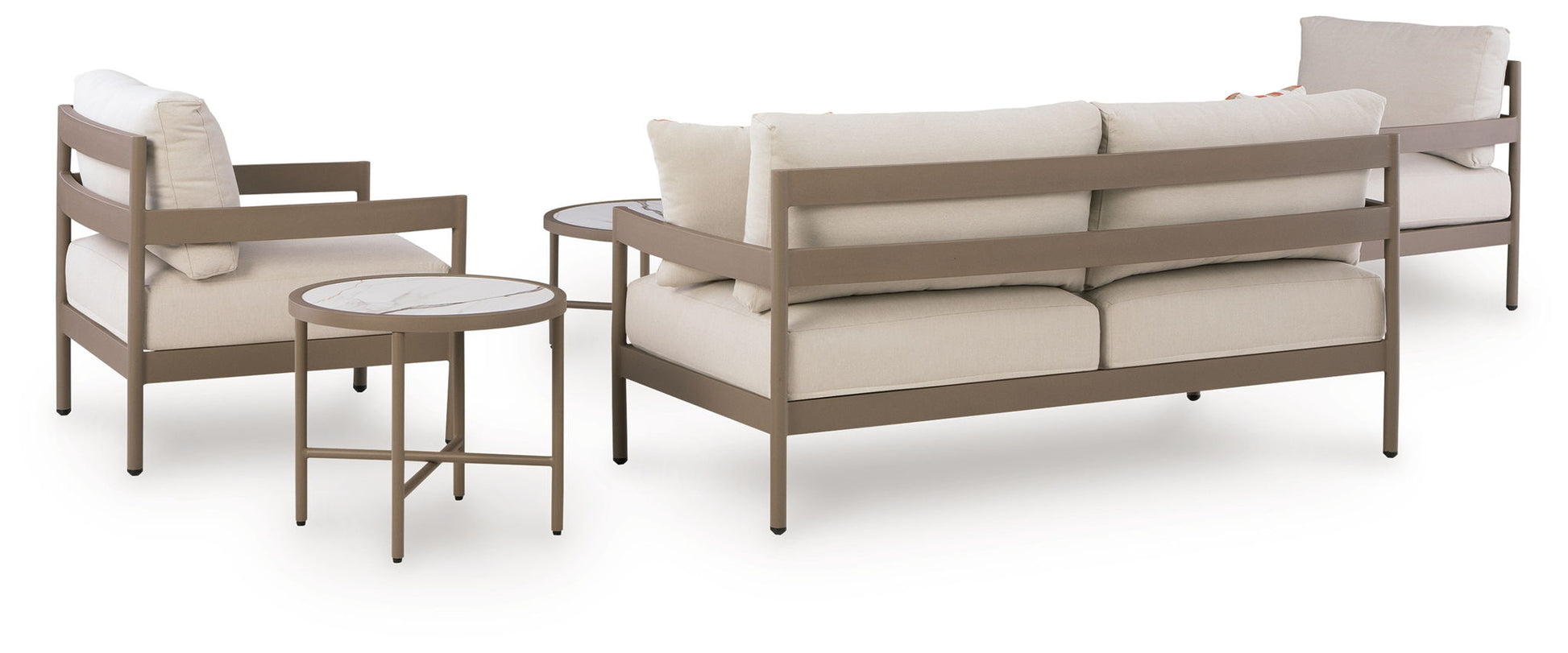 Bluff Trail - Loveseat, Lounge Chairs, Tables Set (Set of 5) - Beige - Hornell Furniture Outlet