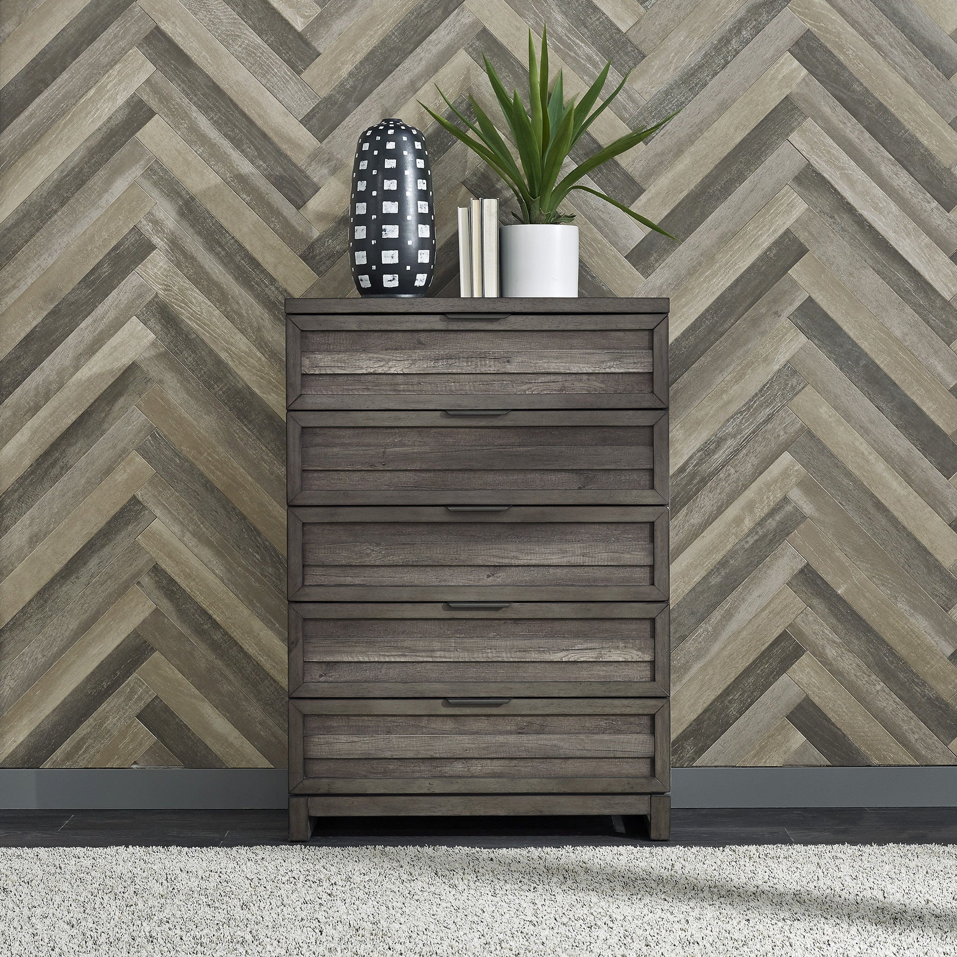 Tanners Creek - 5 Drawer Chest - Dark Gray - Hornell Furniture Outlet