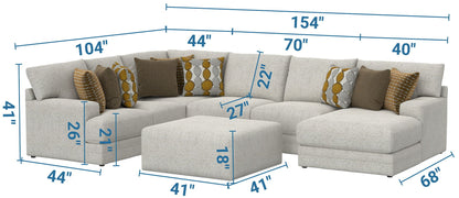 Tori - Sectional With Comfort Coil Seating, Cocktail Ottoman And Accent Pillows Included - Hornell Furniture Outlet