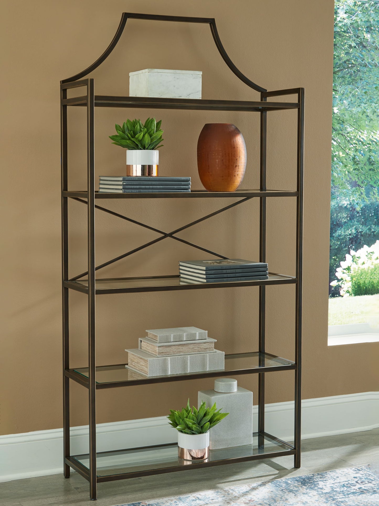 Bernonly - Antique Bronze Finish - Bookcase - Hornell Furniture Outlet