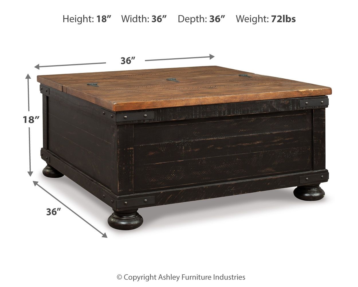 Valebeck - Lift Top Cocktail Table - Black / Brown - Hornell Furniture Outlet