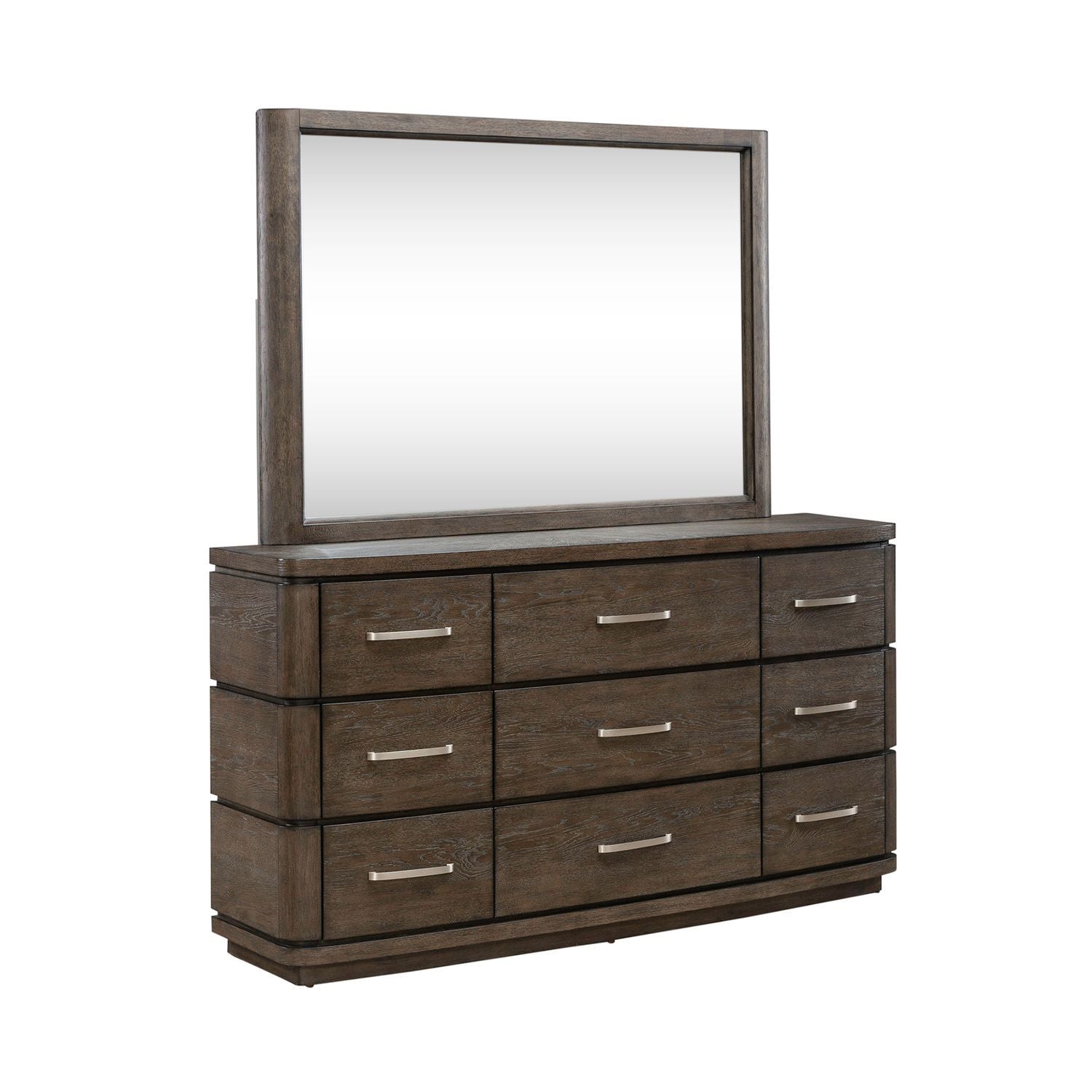 Cascade Falls - Dresser & Mirror - Satin Espresso - Hornell Furniture Outlet