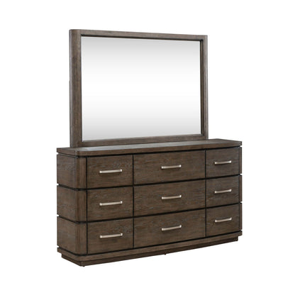 Cascade Falls - Dresser & Mirror - Satin Espresso - Hornell Furniture Outlet