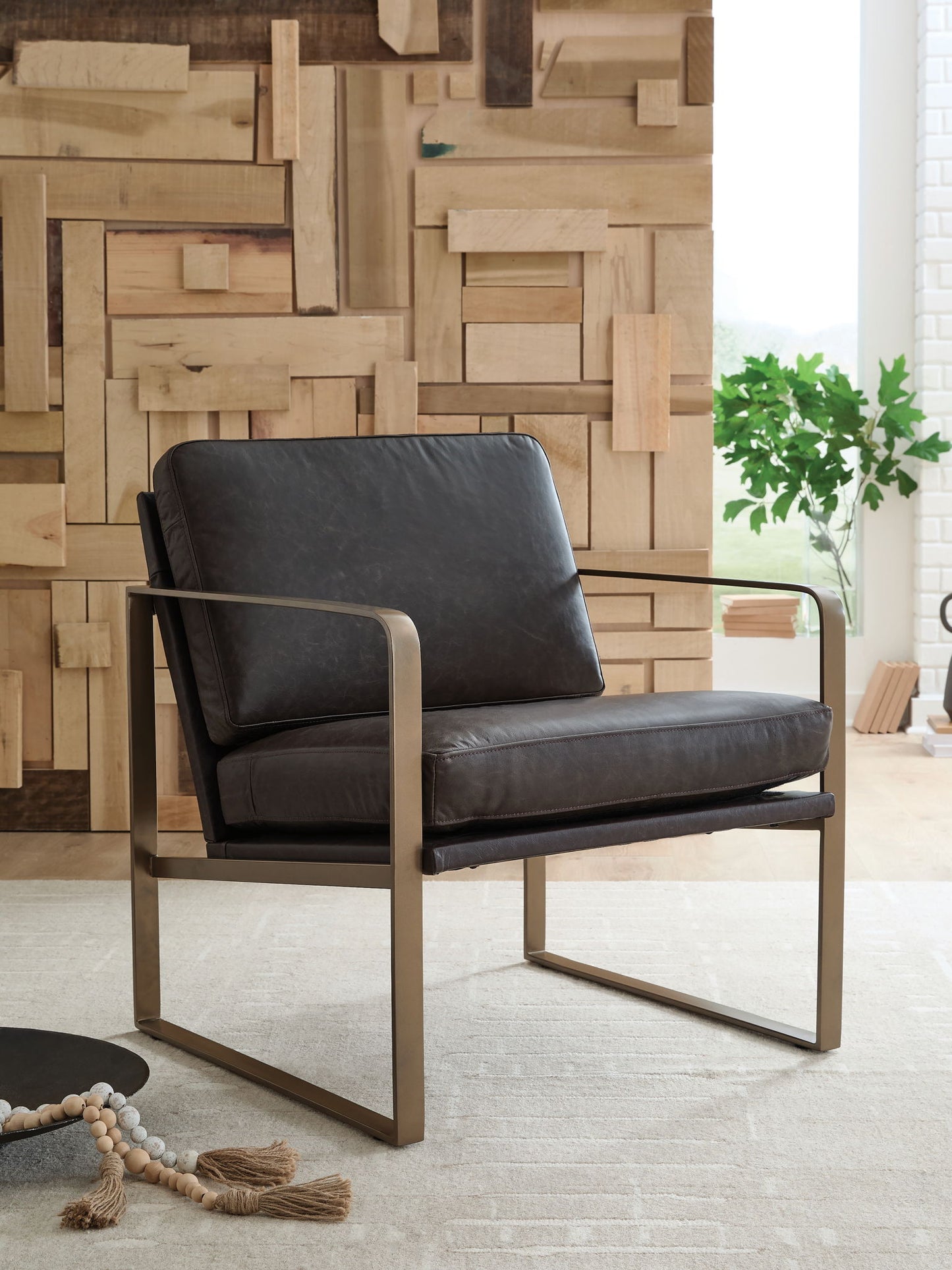 Bradett - Dark Brown / Gold Finish - Accent Chair - Hornell Furniture Outlet