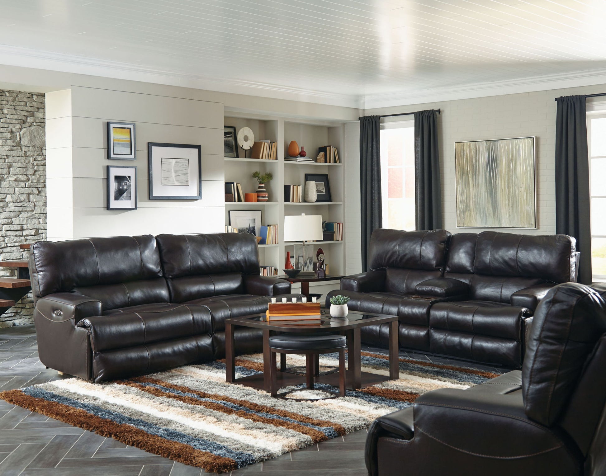 Wembley - Power Headrest With Lumbar Lay Flat Reclining Console Loveseat - Hornell Furniture Outlet