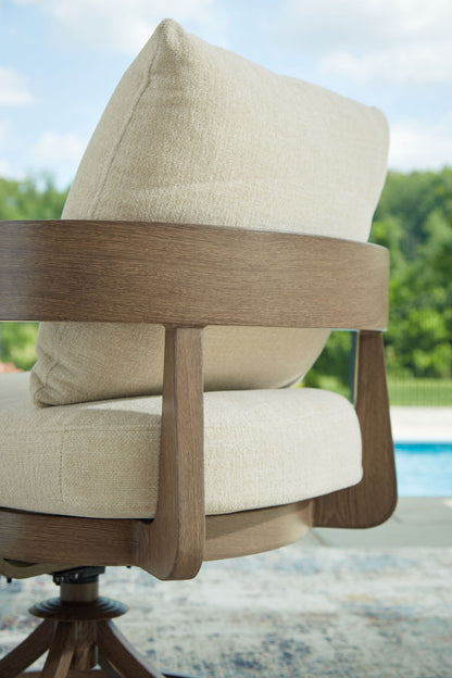 Serene Bay - Dark Brown / White - Swivel Chair With Cushion (Set of 2) - Hornell Furniture Outlet