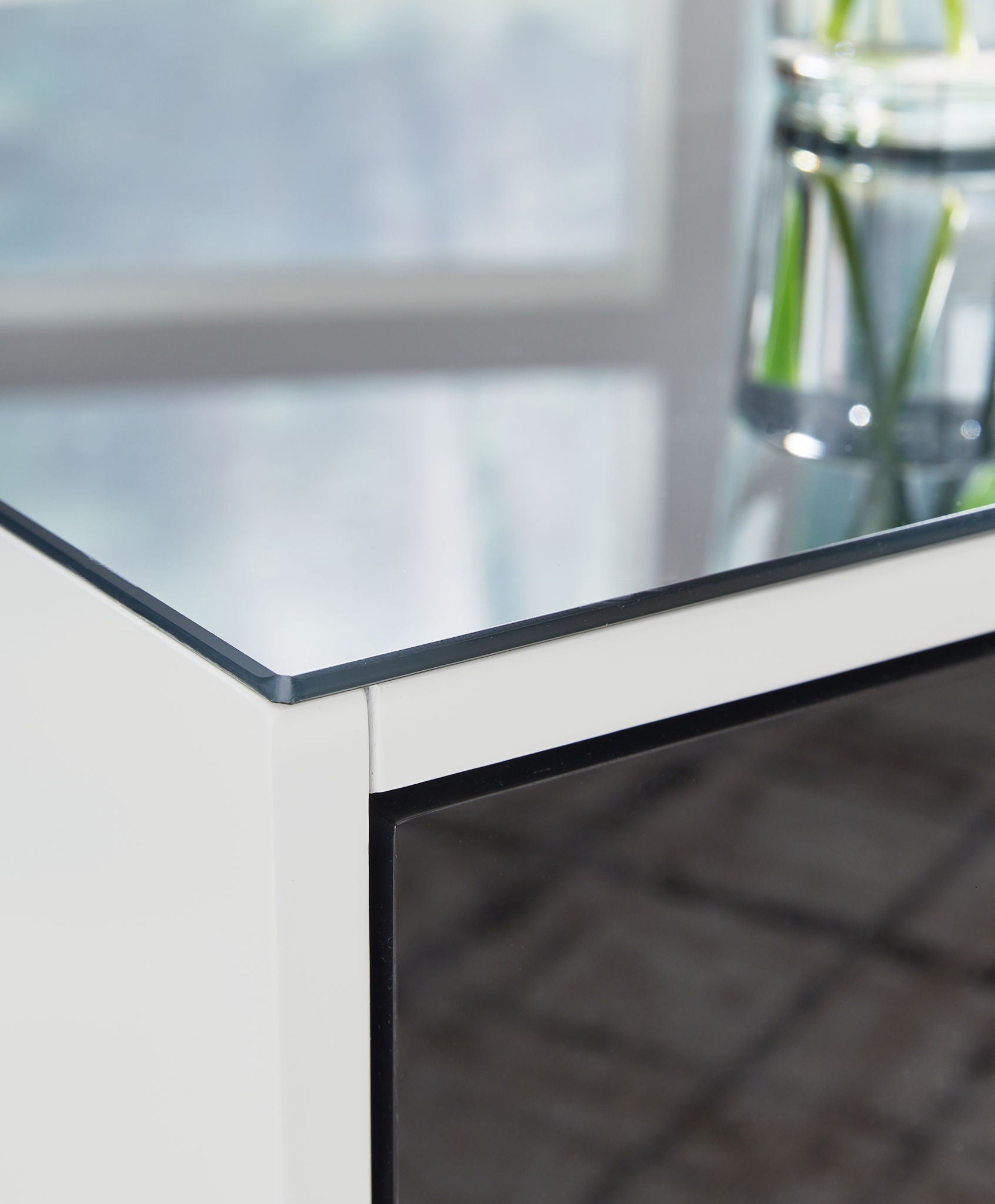 Gardoni - White / Black - Rectangular End Table - Hornell Furniture Outlet