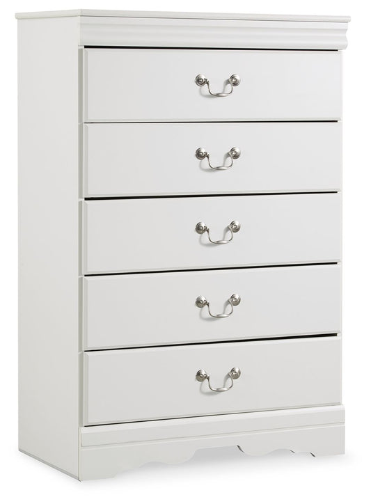 Anarasia - White - Five Drawer Chest - Hornell Furniture Outlet