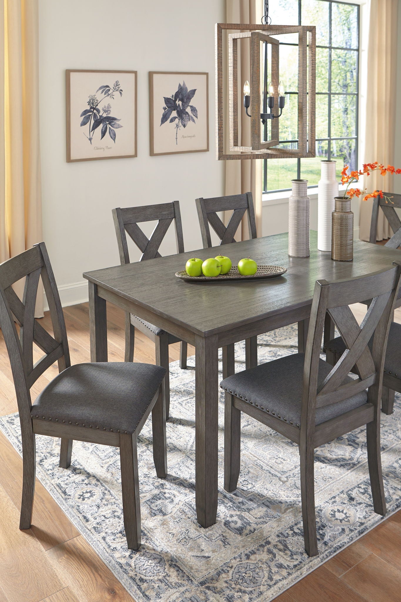 Caitbrook - RECT DRM Table Set (Set of 7) - Gray - Hornell Furniture Outlet