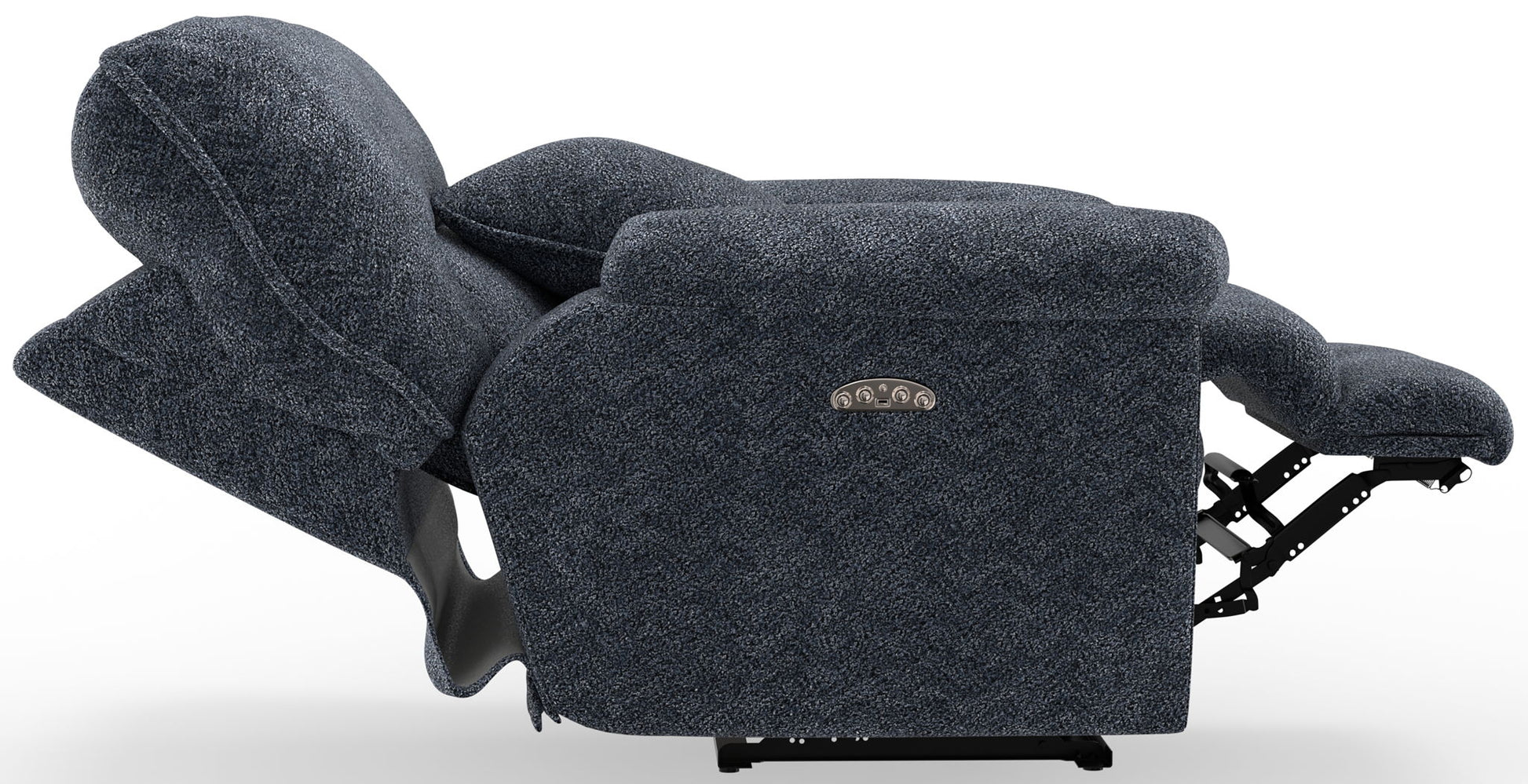 Paxon - Deep Seat Power Lay Flat Recliner With Power Adjustable Headrest - Smoke - Hornell Furniture Outlet