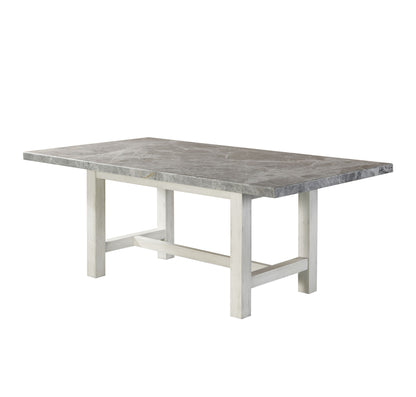 Canova - Gray Marble Top Dining - White - Hornell Furniture Outlet