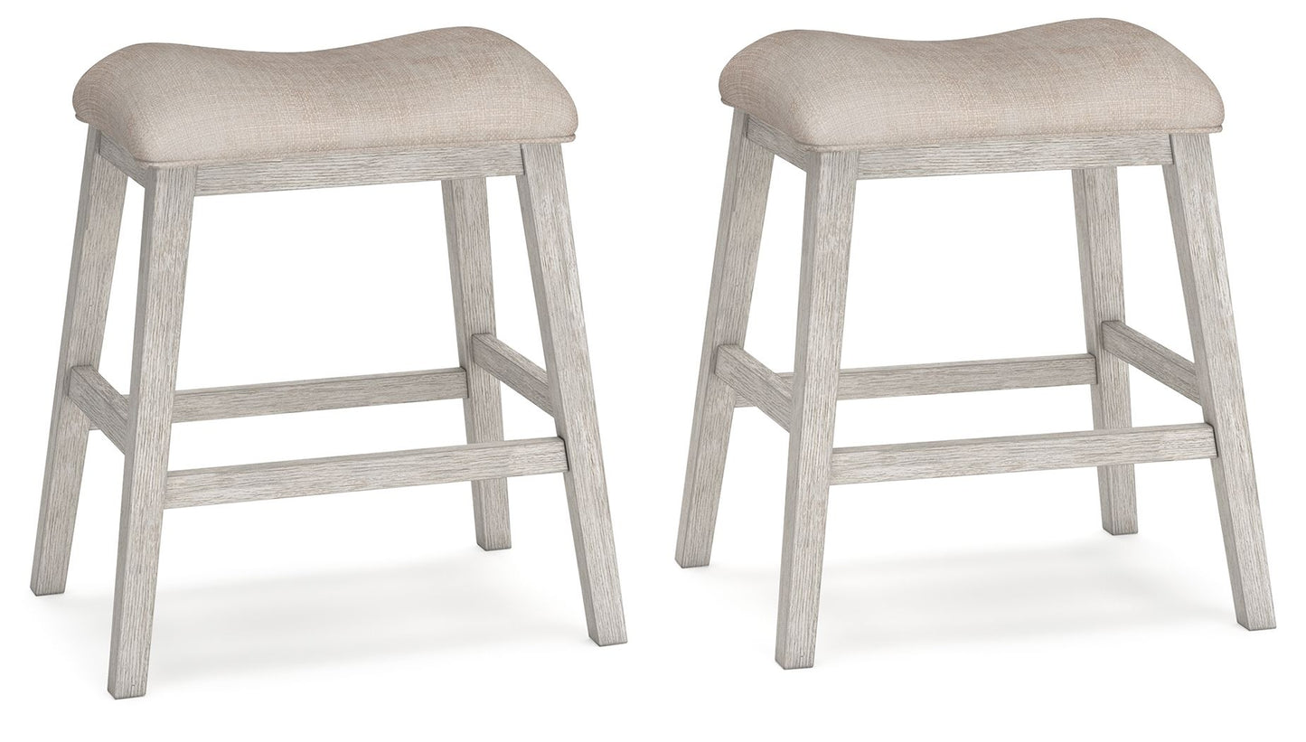 Skempton - Upholstered Stool (Set of 2) - White - Hornell Furniture Outlet