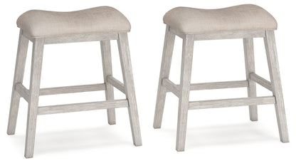 Skempton - Upholstered Stool (Set of 2) - White - Hornell Furniture Outlet