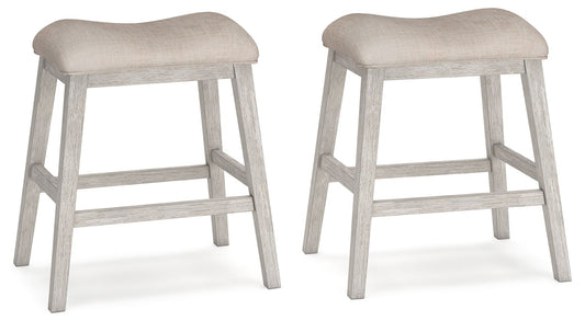 Skempton - Upholstered Stool (Set of 2) - White - Hornell Furniture Outlet