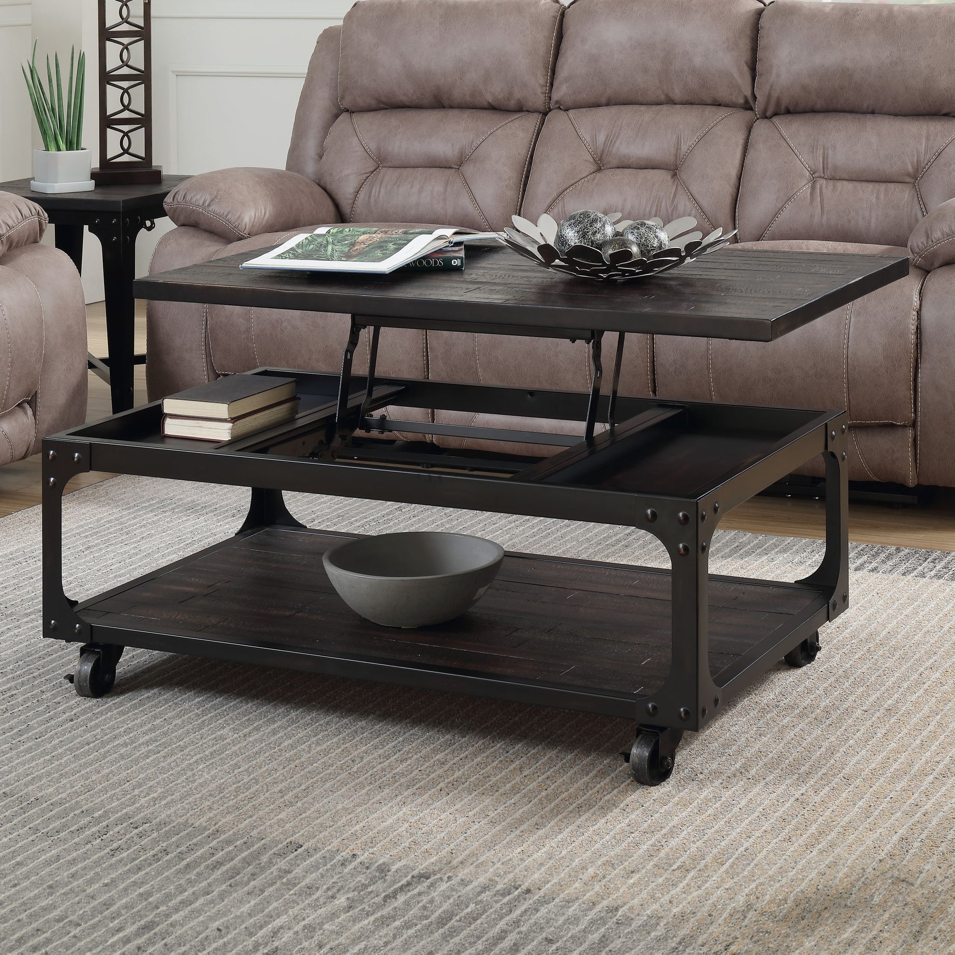 Sherlock - Lift Top Cocktail Table - Brown - Hornell Furniture Outlet