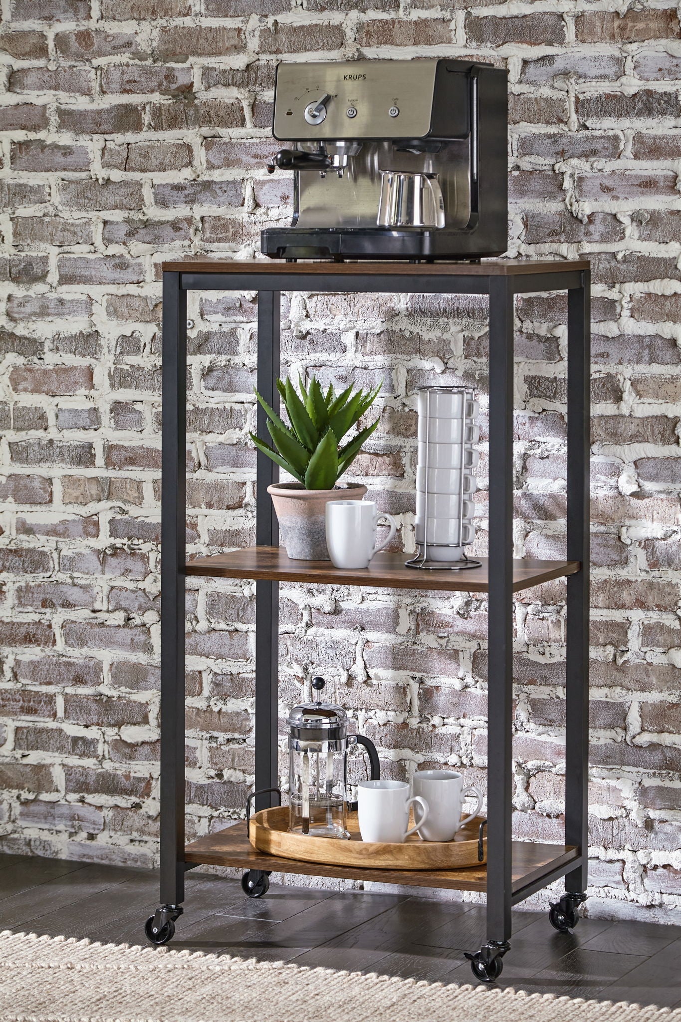 Bevinfield - Brown / Black - Bar Cart - Hornell Furniture Outlet