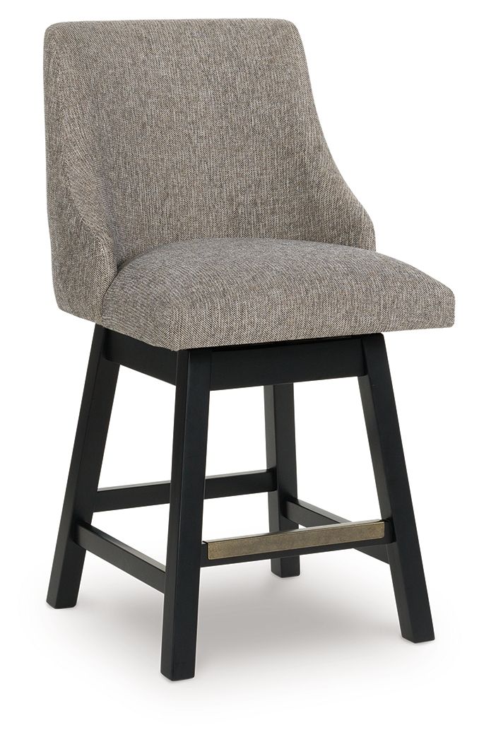 Neymorton - Dark Grayish Brown - Upholstered Swivel Barstool (Set of 2) - Hornell Furniture Outlet