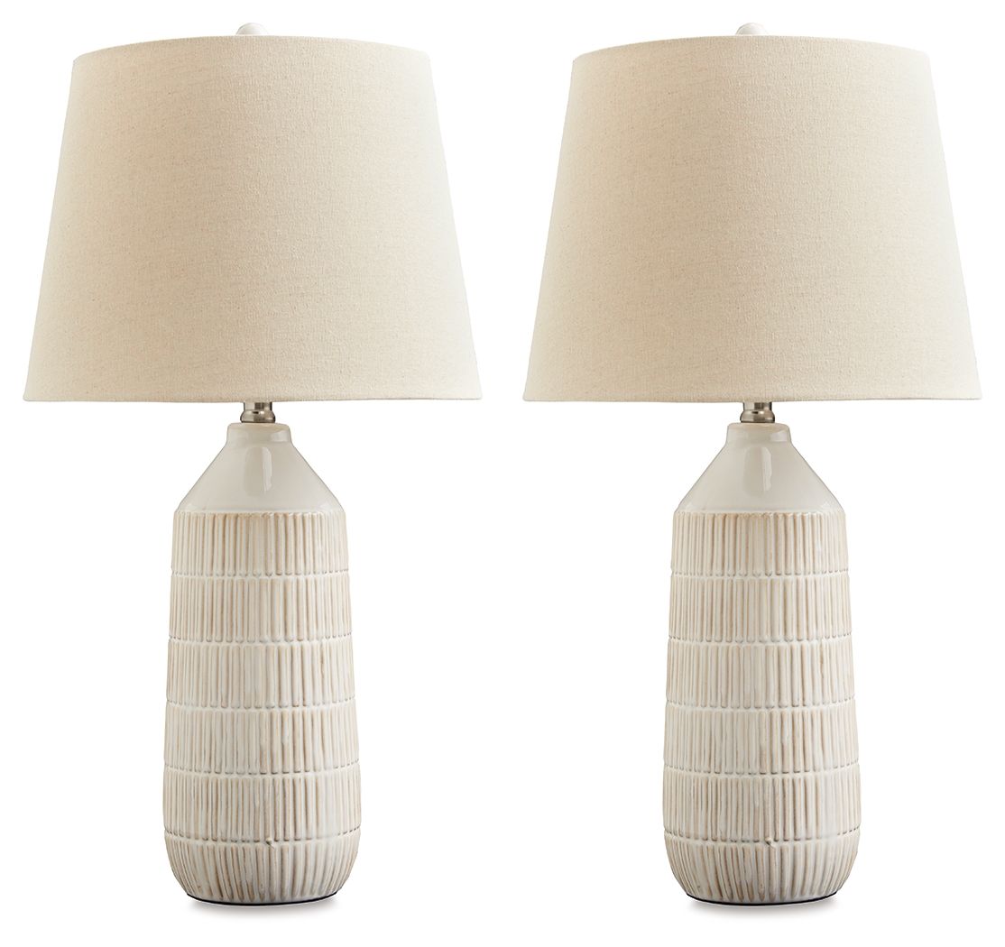 Willport - Off White - Ceramic Table Lamp (Set of 2) - Hornell Furniture Outlet