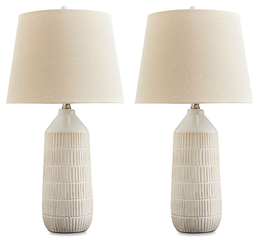 Willport - Off White - Ceramic Table Lamp (Set of 2) - Hornell Furniture Outlet
