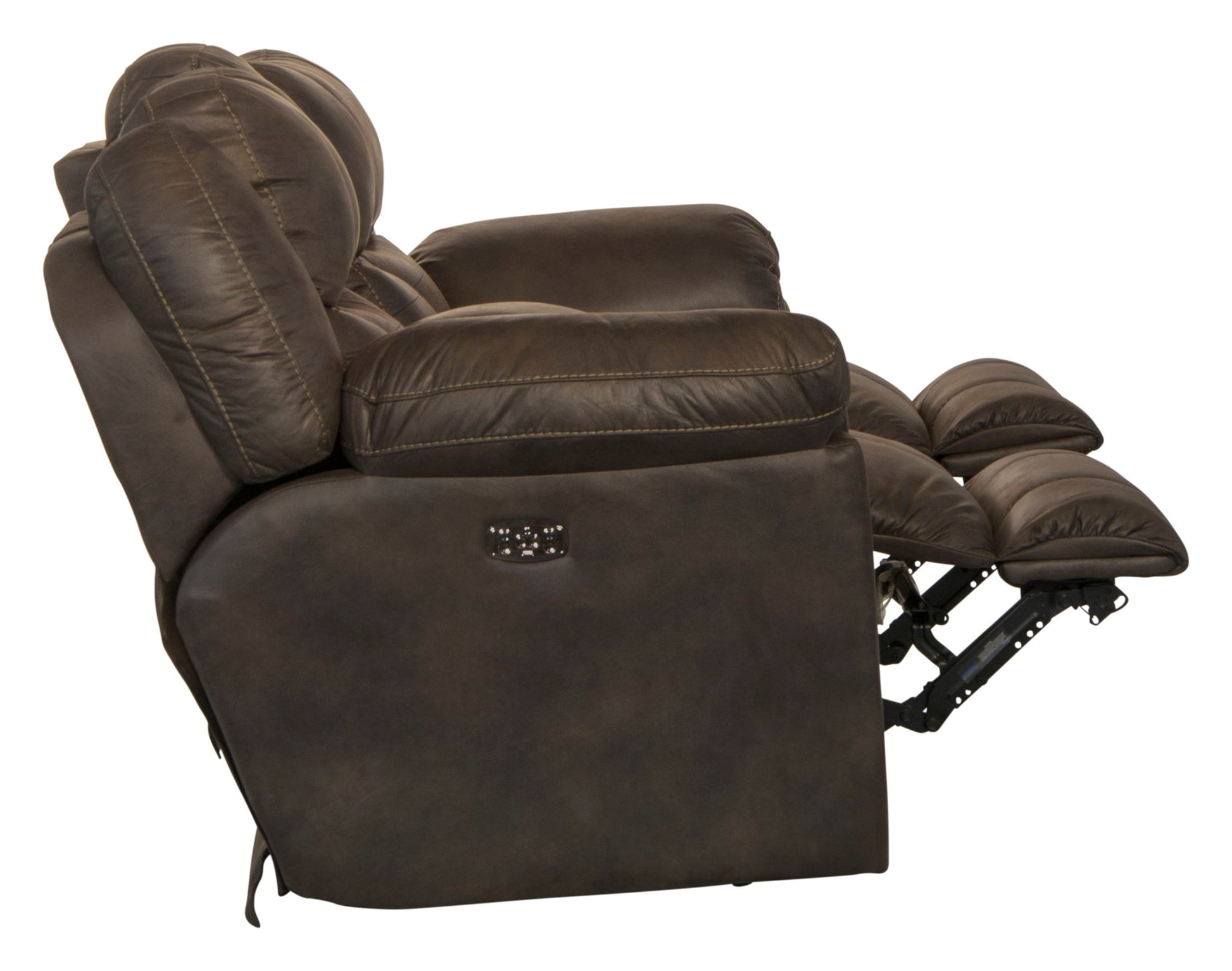 Ferrington - Power Lay Flat Reclining Console Loveseat with Power Adjustable Headrest & Lumbar - Hornell Furniture Outlet
