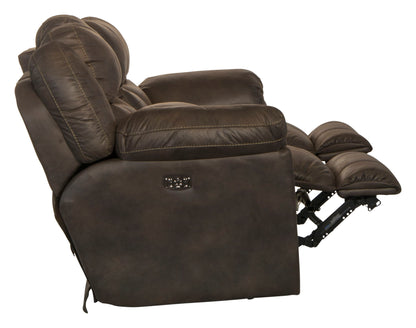 Ferrington - Power Lay Flat Reclining Console Loveseat with Power Adjustable Headrest & Lumbar - Hornell Furniture Outlet
