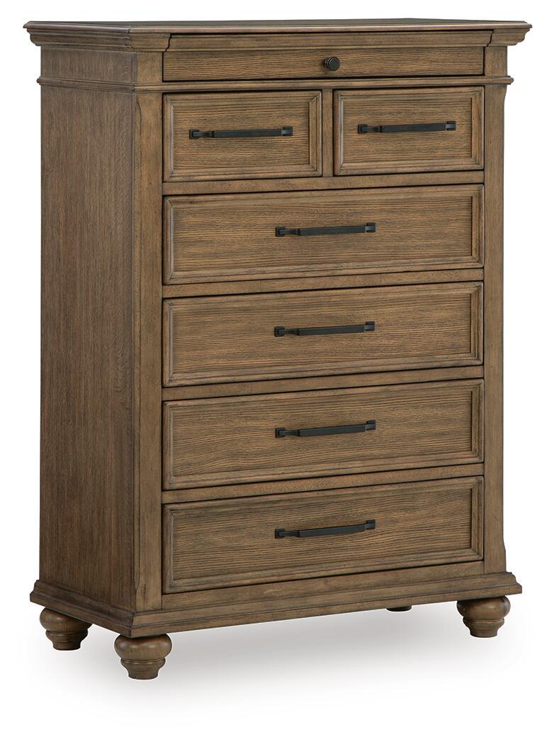 Karallin - Seven Drawer Chest - Medium Brown - Hornell Furniture Outlet