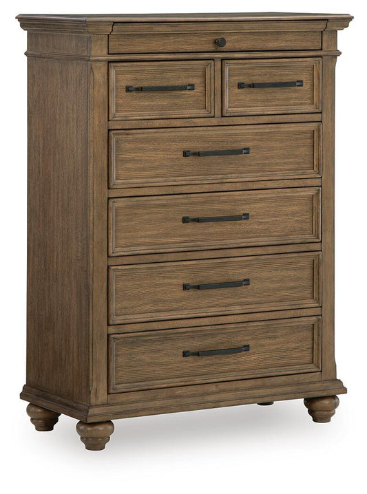Karallin - Seven Drawer Chest - Medium Brown - Hornell Furniture Outlet