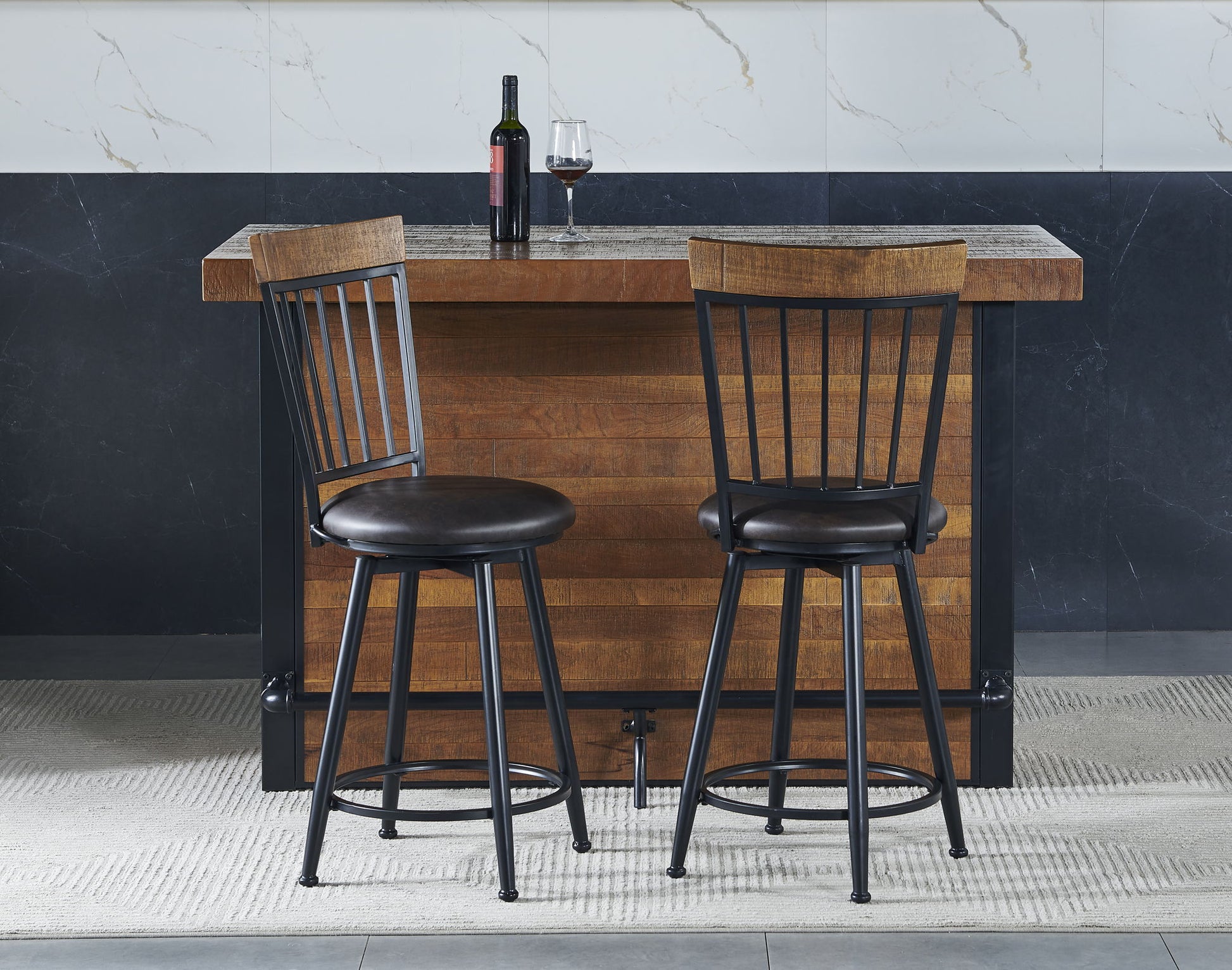 Tyler - Swivel Counter Chair (Set of 2) - Dark Gray - Hornell Furniture Outlet