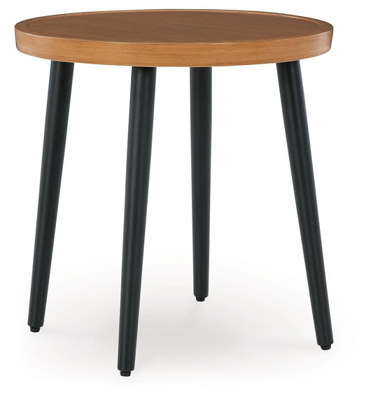 Horizon Hall - Two - tone Brown - Round End Table - Hornell Furniture Outlet