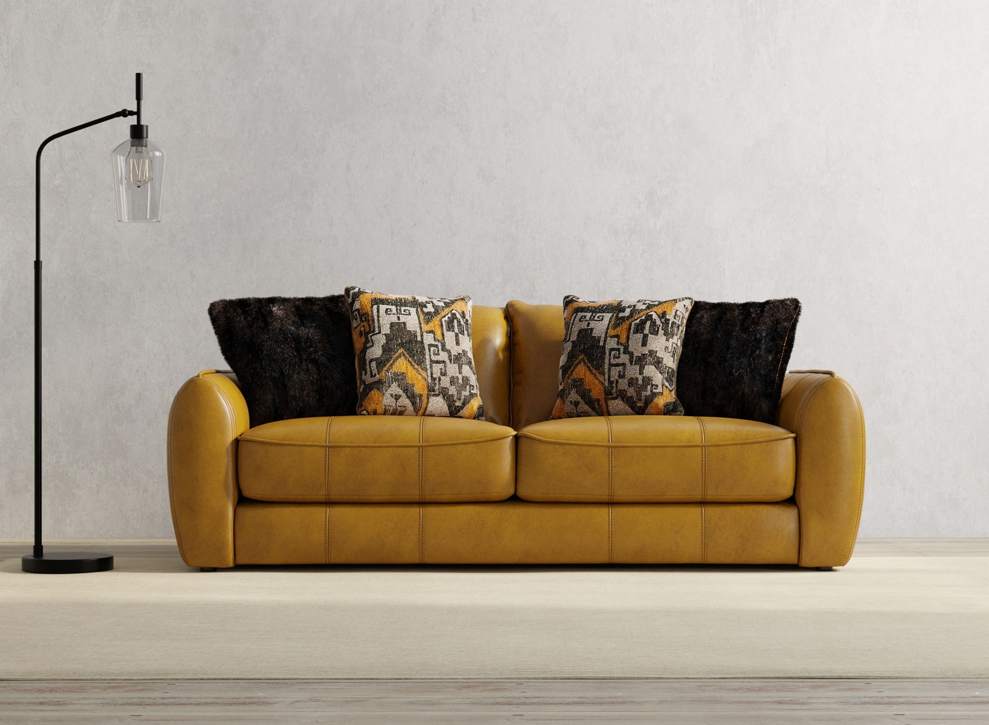 Corvara - Top Grain Italian Leather Match Sofa - Caramel - Hornell Furniture Outlet