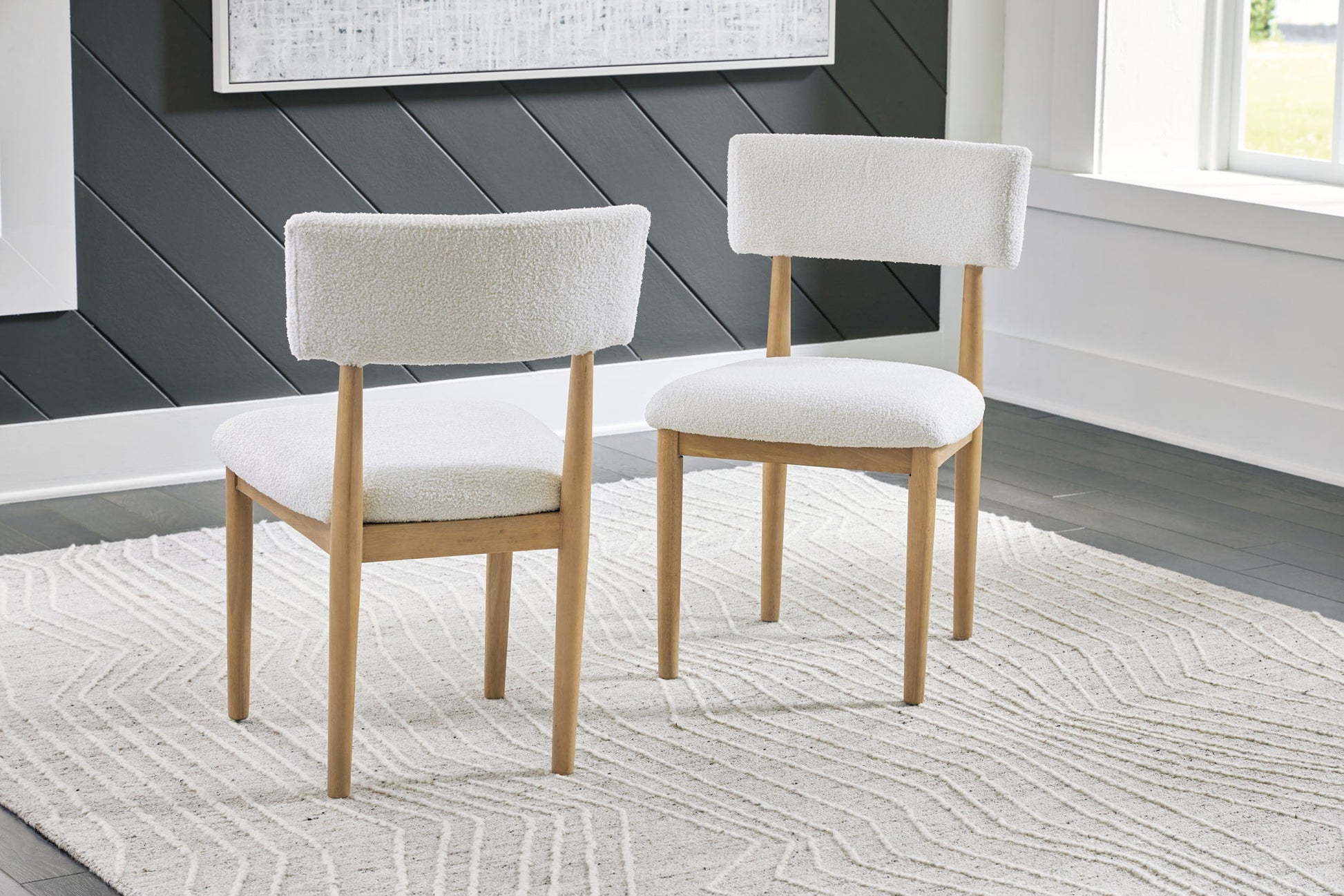 Sawdyn - White / Light Brown - Dining Upholstered Side Chair (Set of 2) - Hornell Furniture Outlet