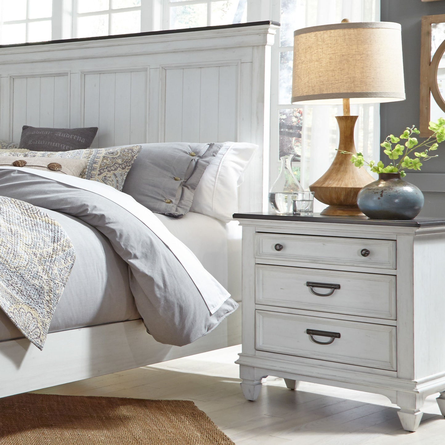 Allyson Park - Nightstand w/ Charging Station - Hornell Furniture Outlet