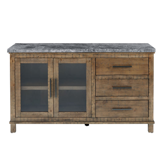 Grayson - Gray Marble Server - Light Brown - Hornell Furniture Outlet