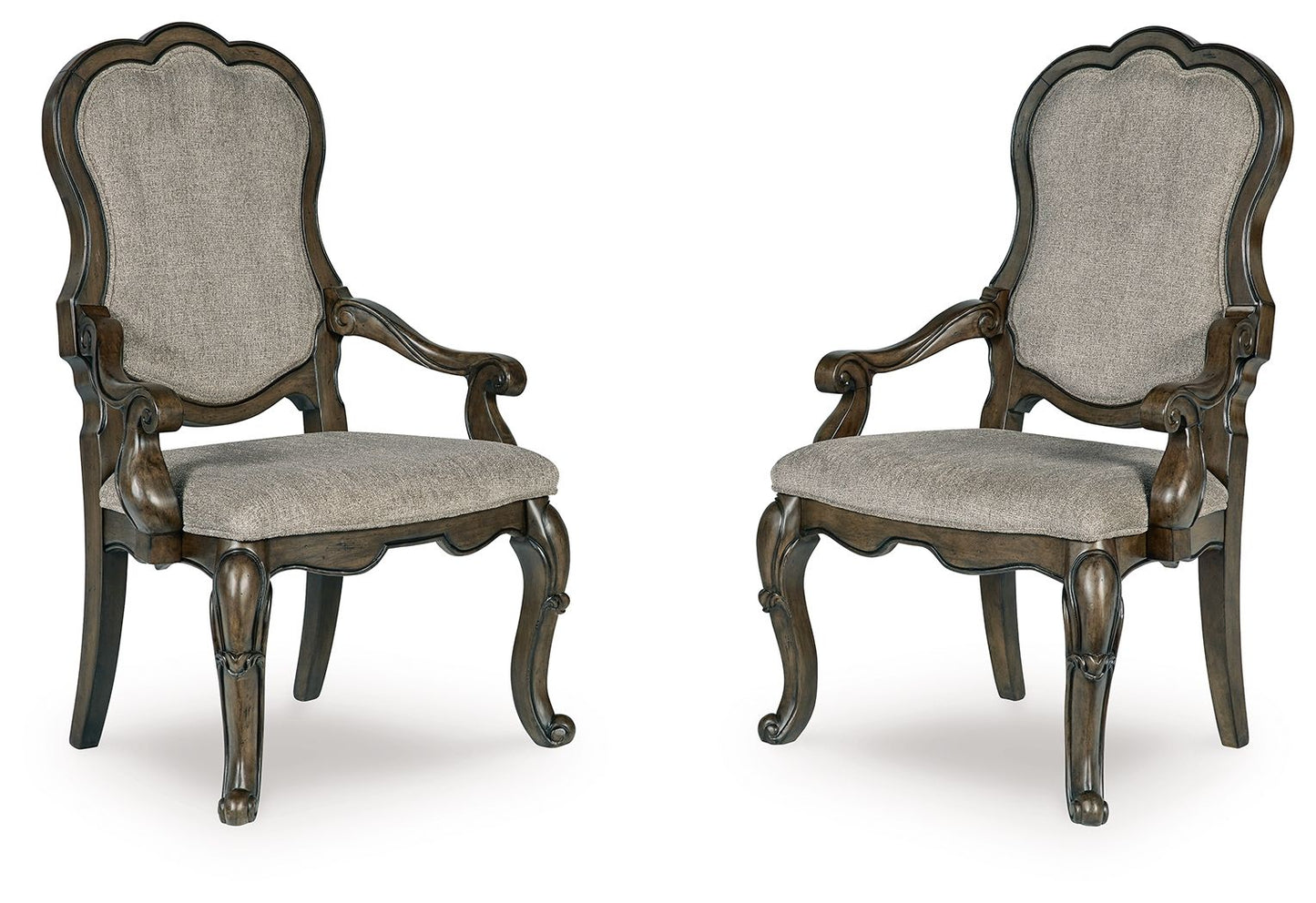 Maylee - Dark Brown - Dining Upholstered Arm Chair (Set of 2) - Hornell Furniture Outlet
