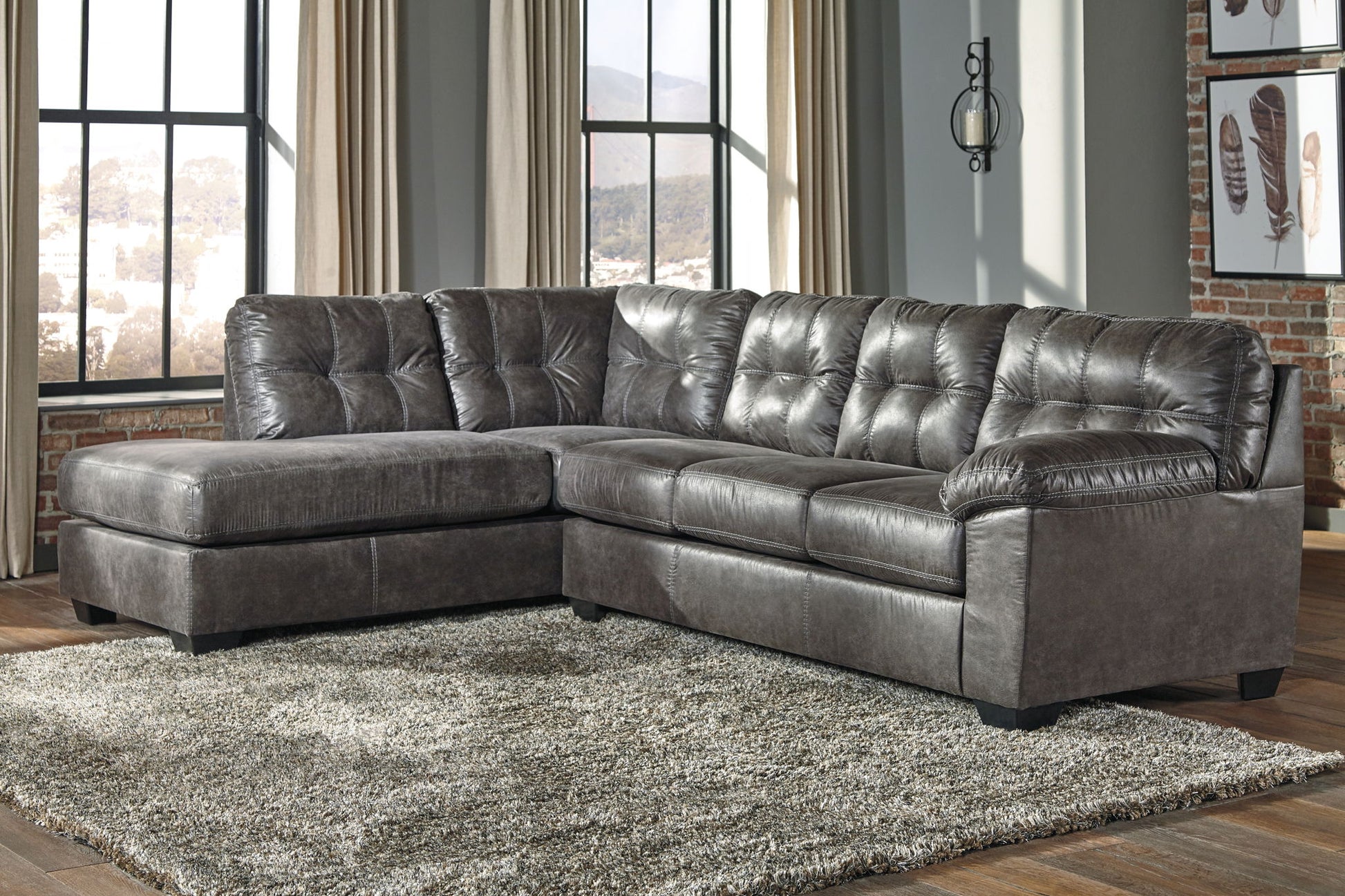 Fallston - Slate - Left Arm Facing Chaise 2 Pc Sectional - Hornell Furniture Outlet