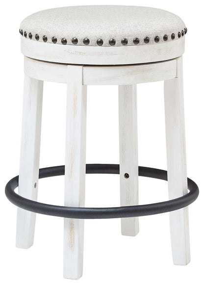 Valebeck - White / Brown - 5 Pc. - Counter Table With Wine Rack, 4 Swivel Stools - Hornell Furniture Outlet