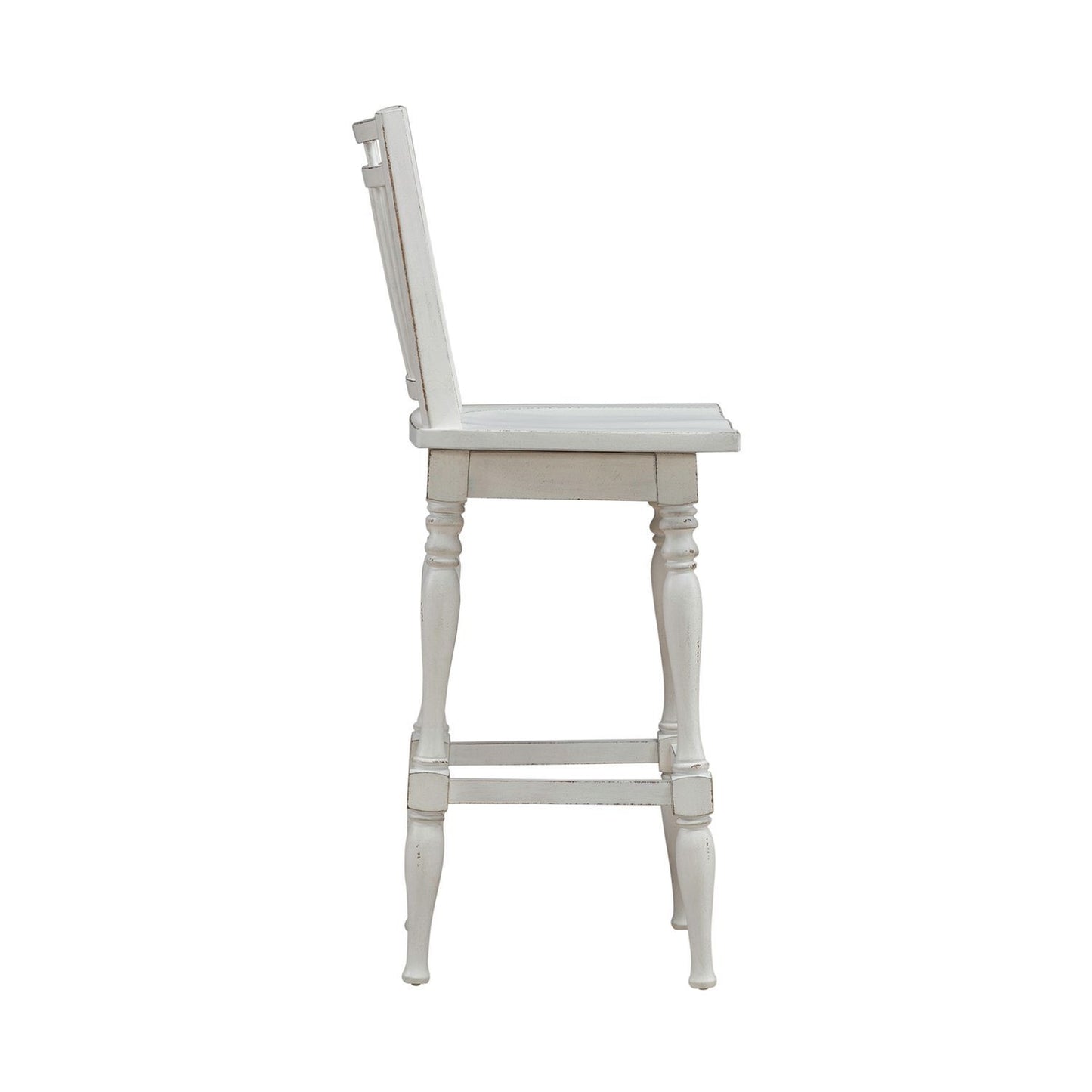Magnolia Manor - Spindle Back Swivel Bar Stool - Antique White & Weathered Bark - Hornell Furniture Outlet