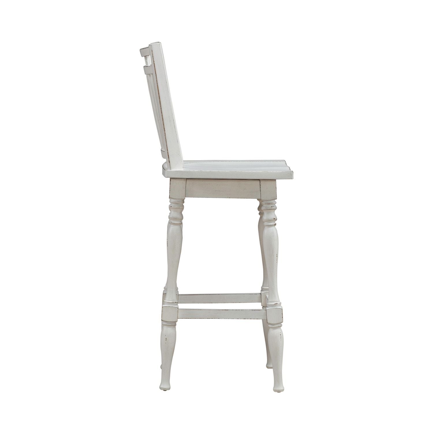 Magnolia Manor - Spindle Back Swivel Bar Stool - Antique White & Weathered Bark - Hornell Furniture Outlet